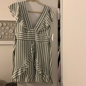 NSR green and white striped romper size M. NWT